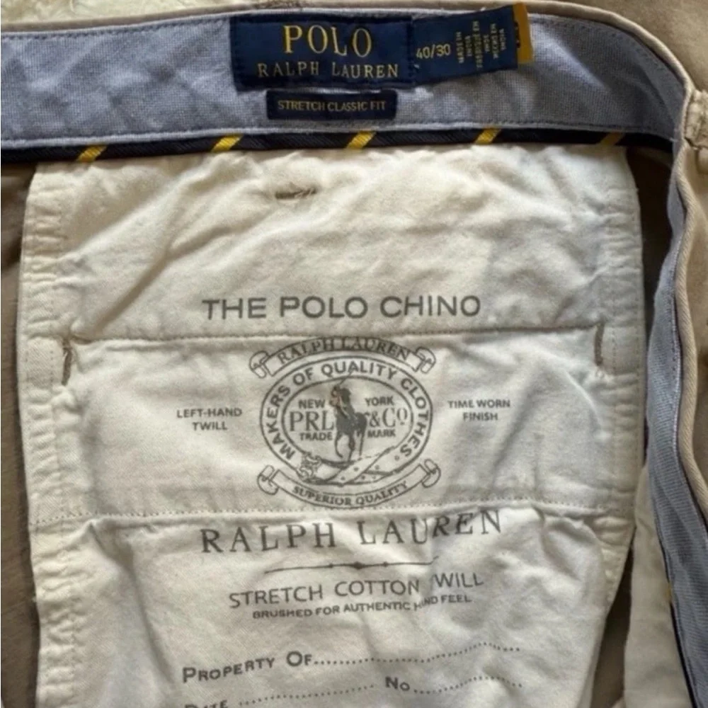 Ralph Lauren The Polo Chino Classic Fit Pants Size 40